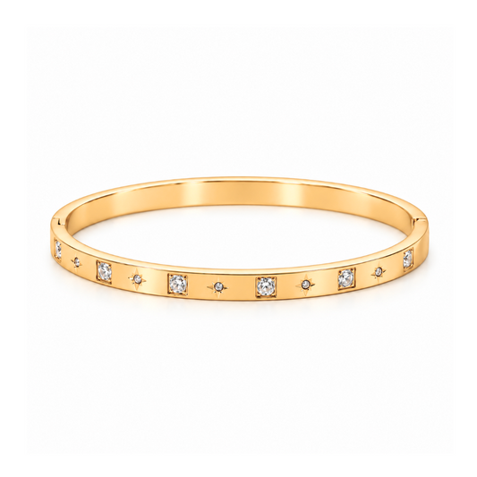 Helena | Gold Plated Starburst Zircon Bangle