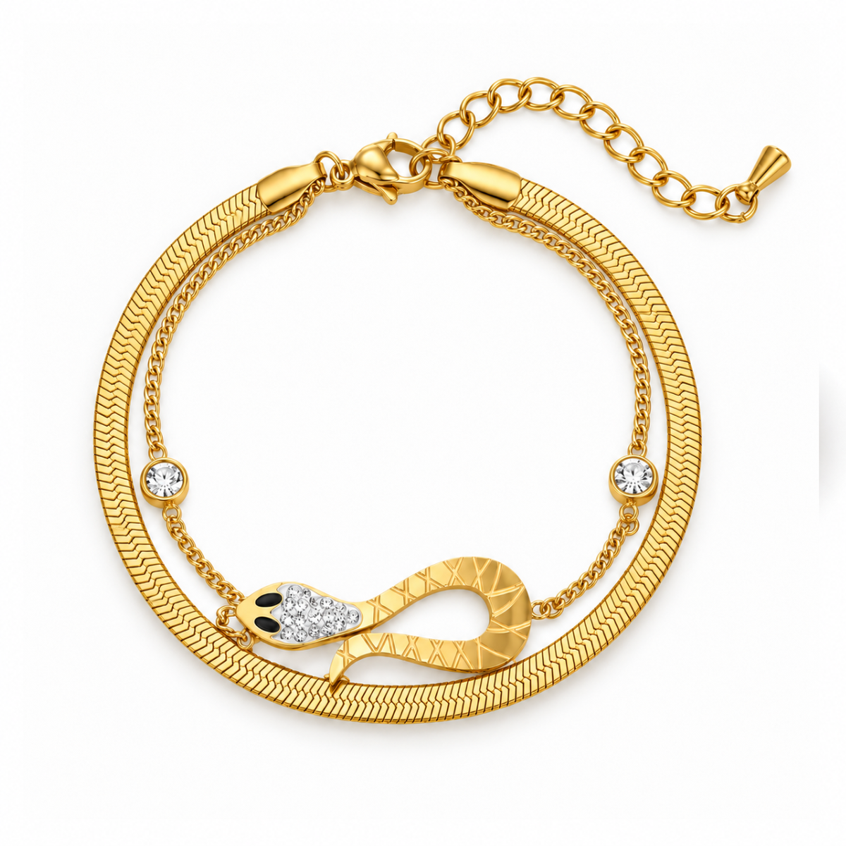 Claudia | Gold Plated Serpent Layered Bracelet