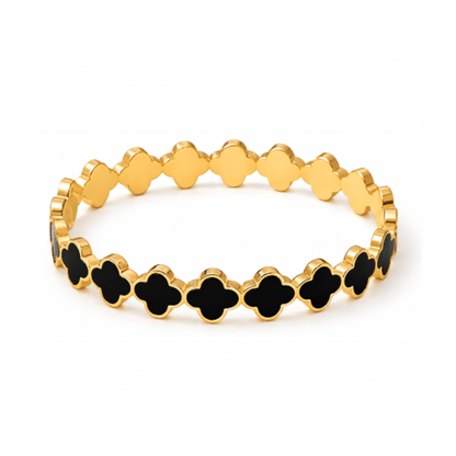 Aida | Gold Plated Shell Filled Clover Bangle