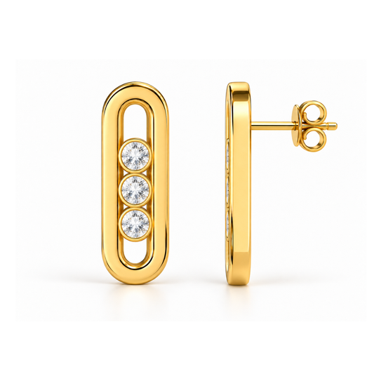 Montana | Gold Plated Moving Ball Stud Earrings