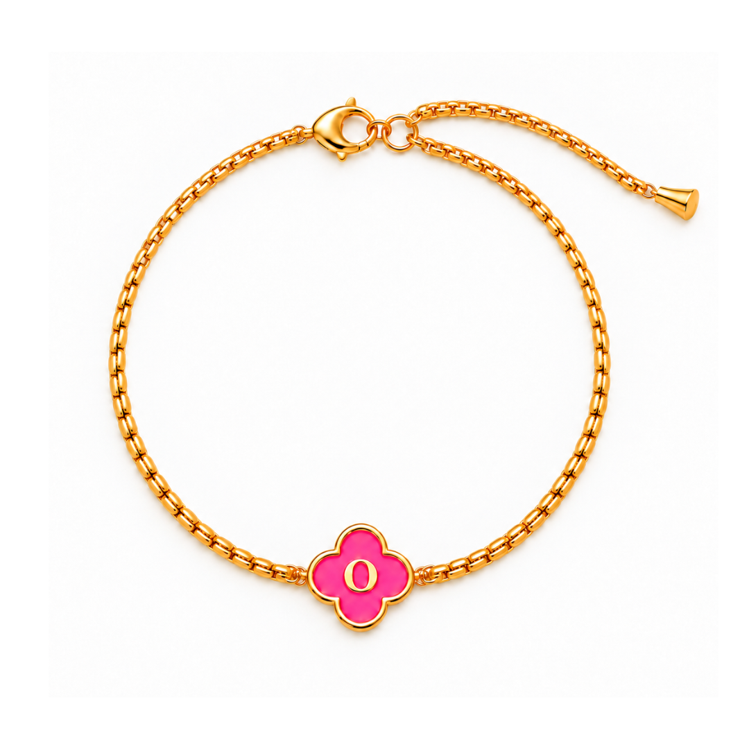 Skye | Gold Plated Personalised Initial Clover Bracelet