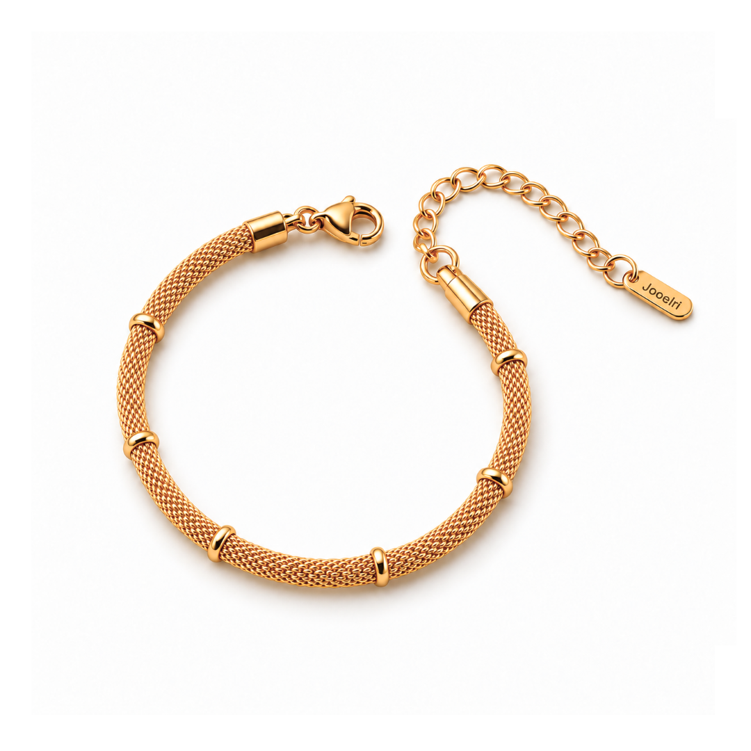 Victoria | Gold Plated Bamboo Mesh Bracelet