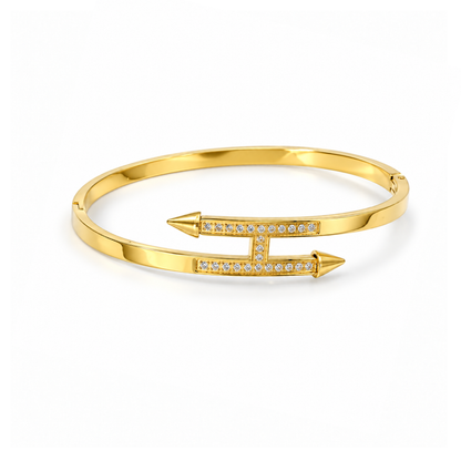 Selena | Gold Plated Pavé Arrow Bangle