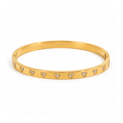 Reenie | Gold Plated Zircon Hearts Bangle