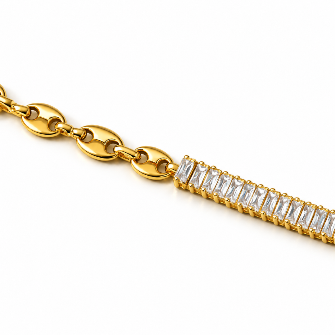 Giselle | Gold Plated Coffee Bean Link Bracelet