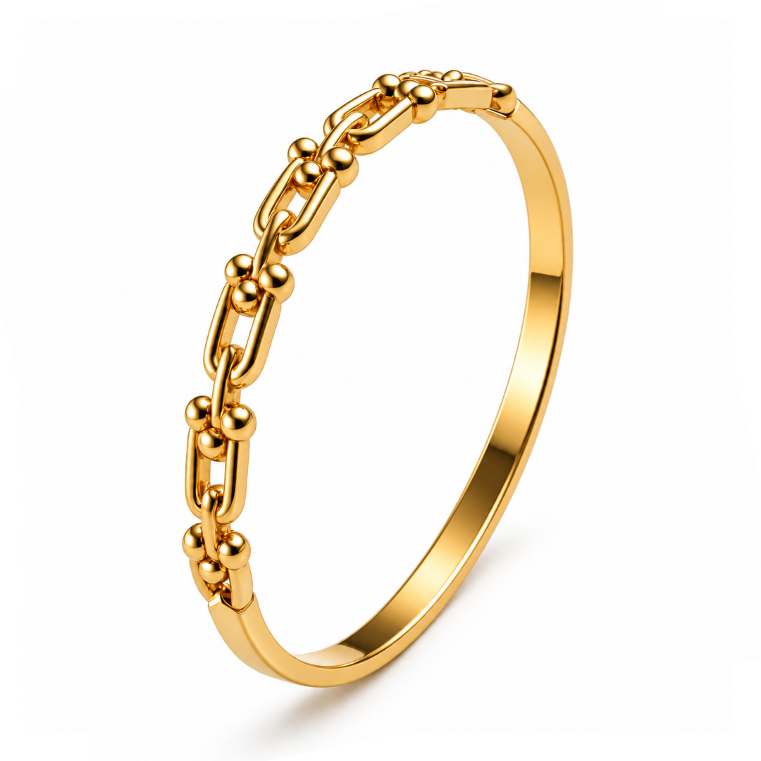 Amarante | Gold Plated U-Link Cuff Bangle Bracelet
