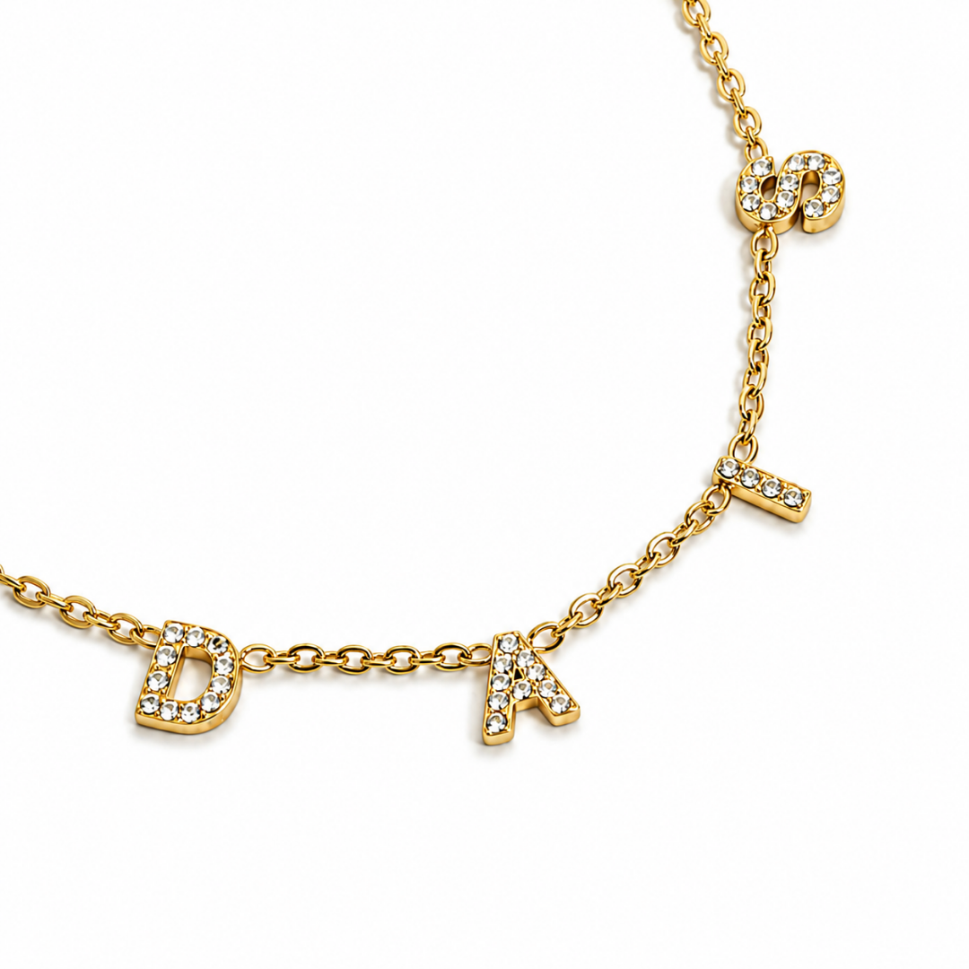 Dais | Gold Plated Suspended Personalised ICY Name Necklace