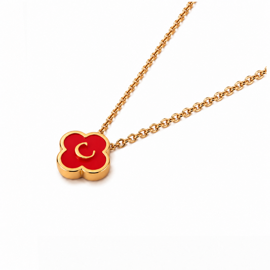 Rissa | Gold Plated Initial Clover Necklace