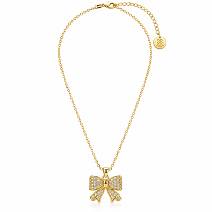 Margaret | Gold Plated Pavé Bow Necklace