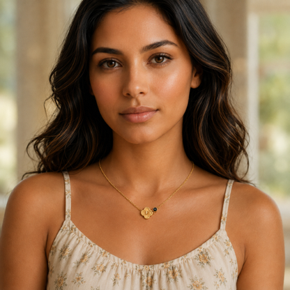Alanna | Gold Plated Monogram Birthstone Clover Necklace