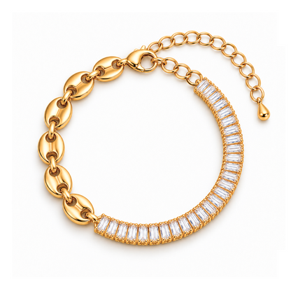 Giselle | Gold Plated Coffee Bean Link Bracelet