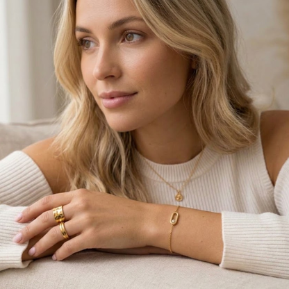 Kaira | Gold Plated Uno Geometric Sliding Ball Bracelet
