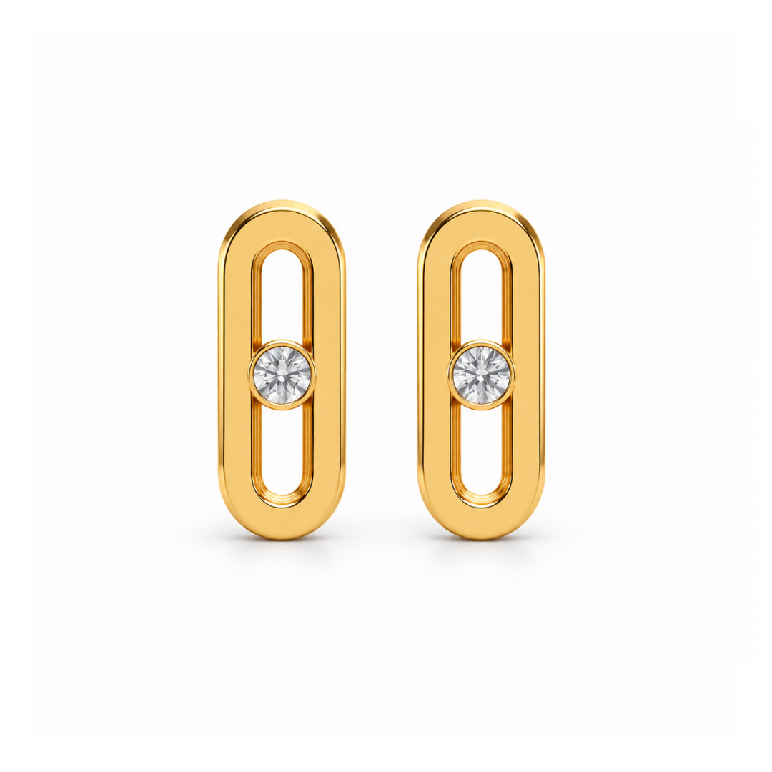 Kallie | Gold Plated Uno Geometric Zircon Studs