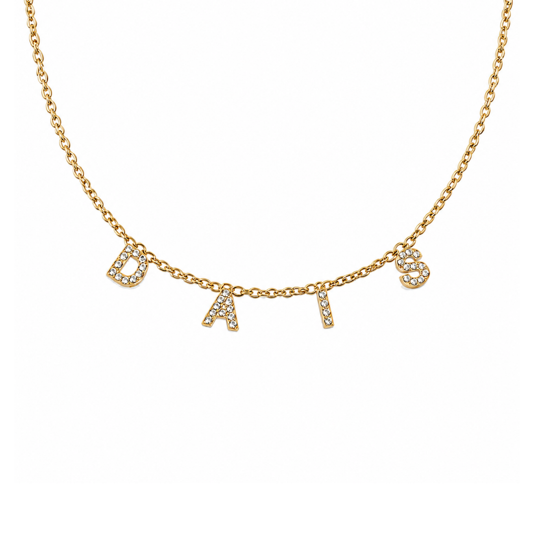 Dais | Gold Plated Suspended Personalised ICY Name Necklace