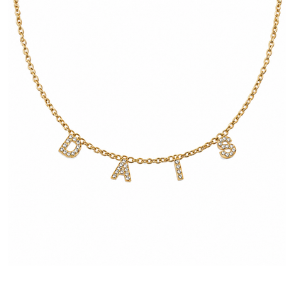 Dais | Gold Plated Suspended Personalised ICY Name Necklace
