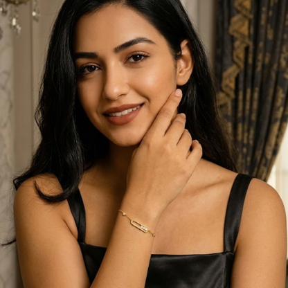 Sheena | Gold Plated Geometric Sliding Ball Bracelet