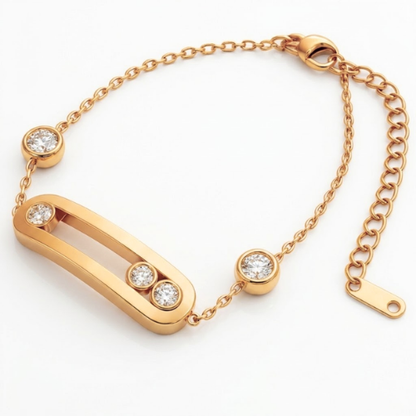 Sheena | Gold Plated Geometric Sliding Ball Bracelet