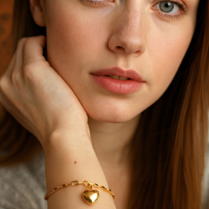 Zeta | Gold Plated Mini Luxe Heart Bracelet