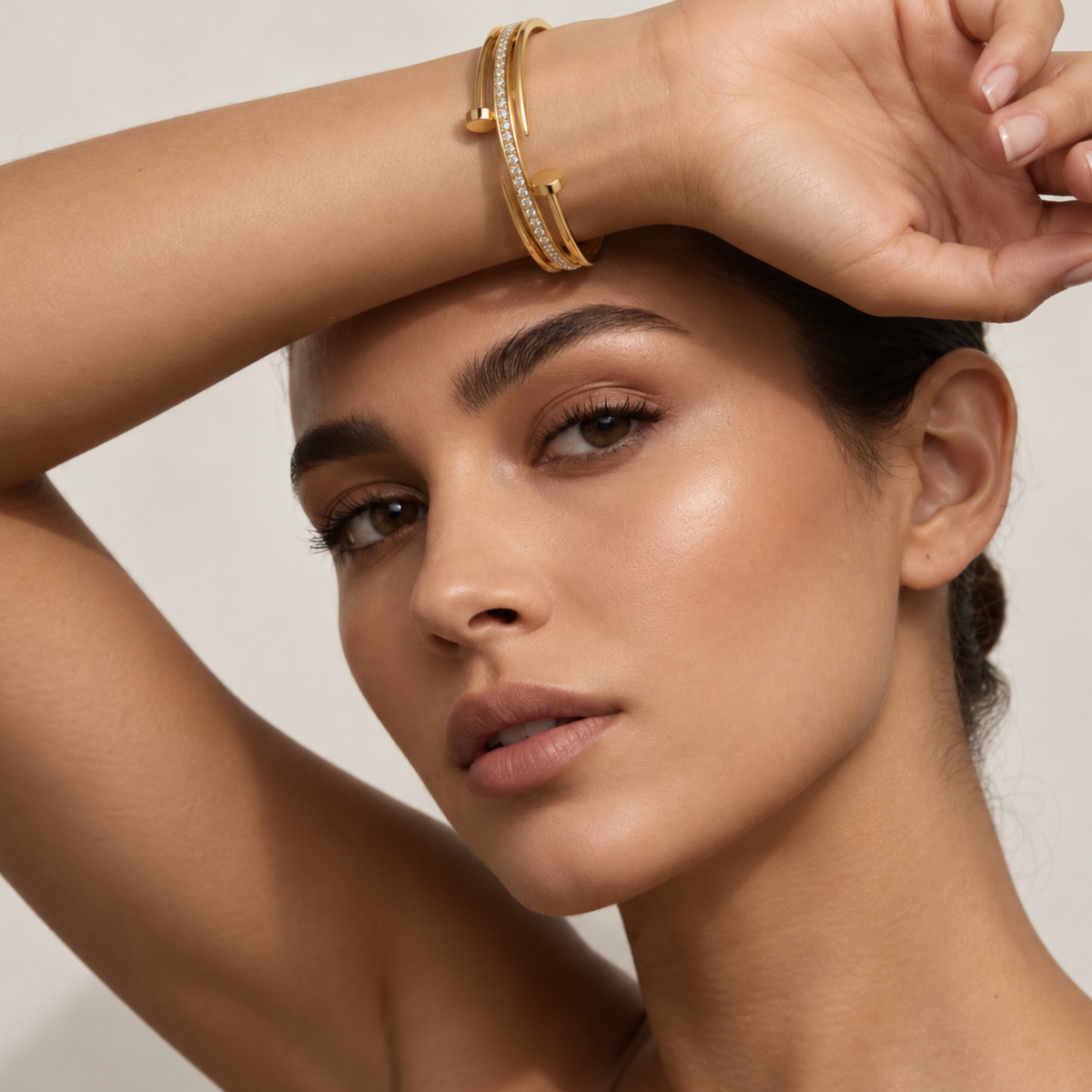 Haven | Gold Plated Pave Nail Head Bangle
