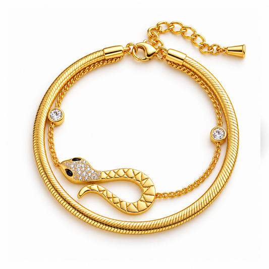 Claudia | Gold Plated Serpent Layered Bracelet