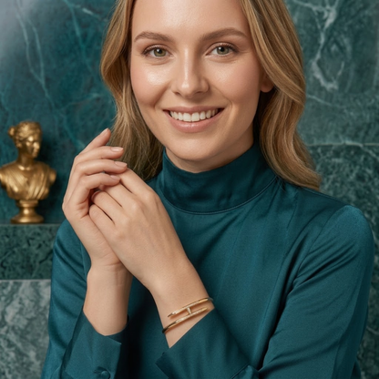 Selena | Gold Plated Pavé Arrow Bangle