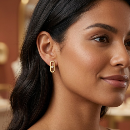 Kallie | Gold Plated Uno Geometric Zircon Studs