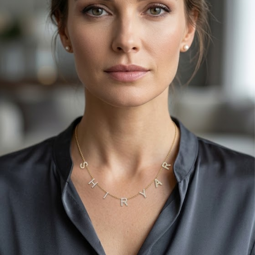 Dais | Gold Plated Suspended Personalised ICY Name Necklace