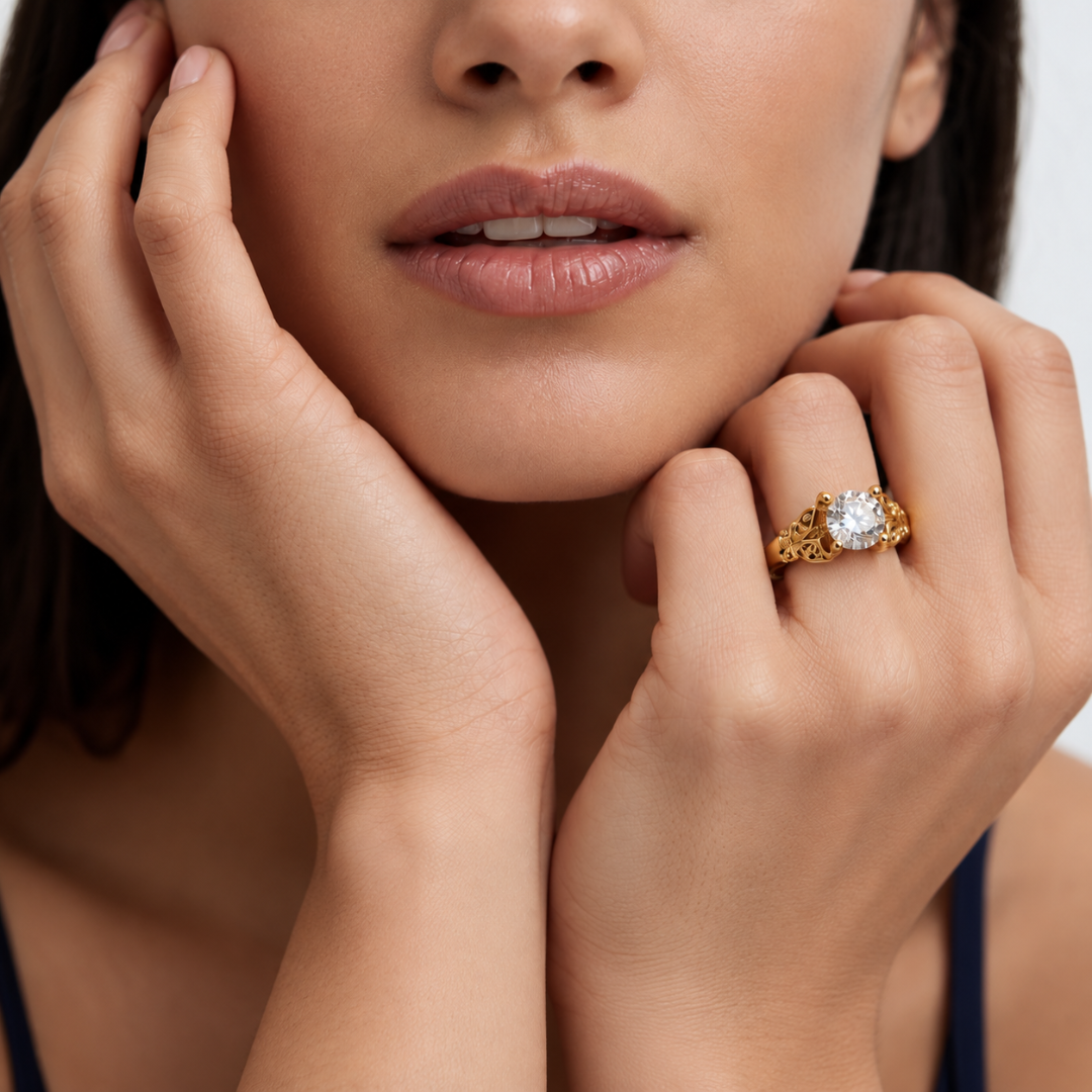 Mimi | Gold Plated Luxe Solitaire Ring