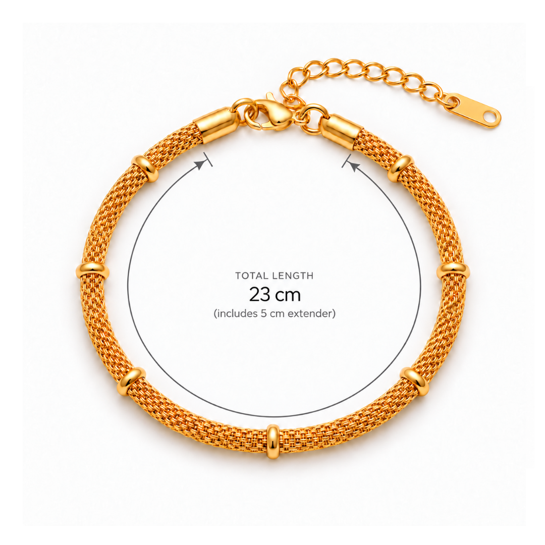 Victoria | Gold Plated Bamboo Mesh Bracelet