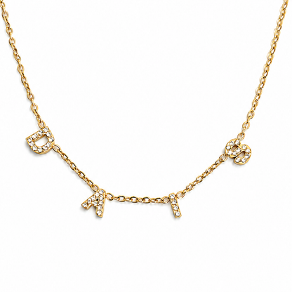 Dais | Gold Plated Suspended Personalised ICY Name Necklace