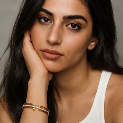 Haven | Gold Plated Pave Nail Head Bangle