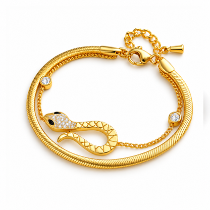 Claudia | Gold Plated Serpent Layered Bracelet