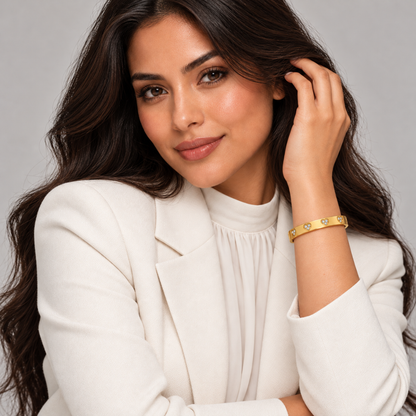 Reenie | Gold Plated Zircon Hearts Bangle