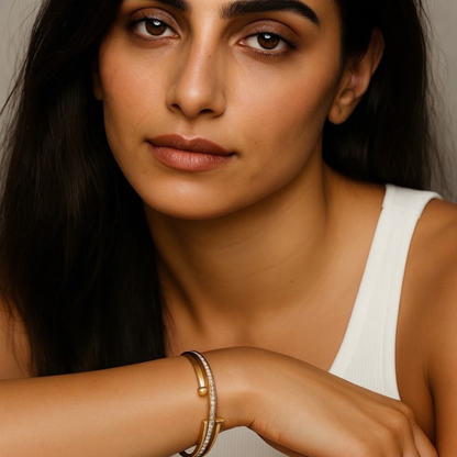 Haven | Gold Plated Pave Nail Head Bangle