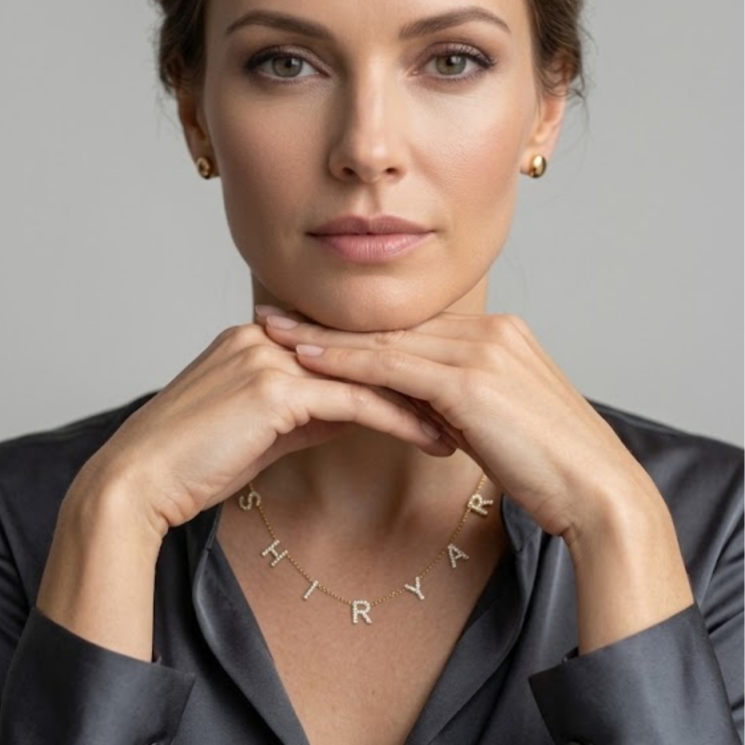 Dais | Gold Plated Suspended Personalised ICY Name Necklace