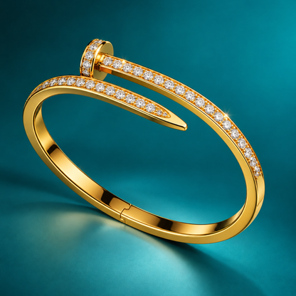 Nicolette | Gold Plated Pave Nail Head Bangle