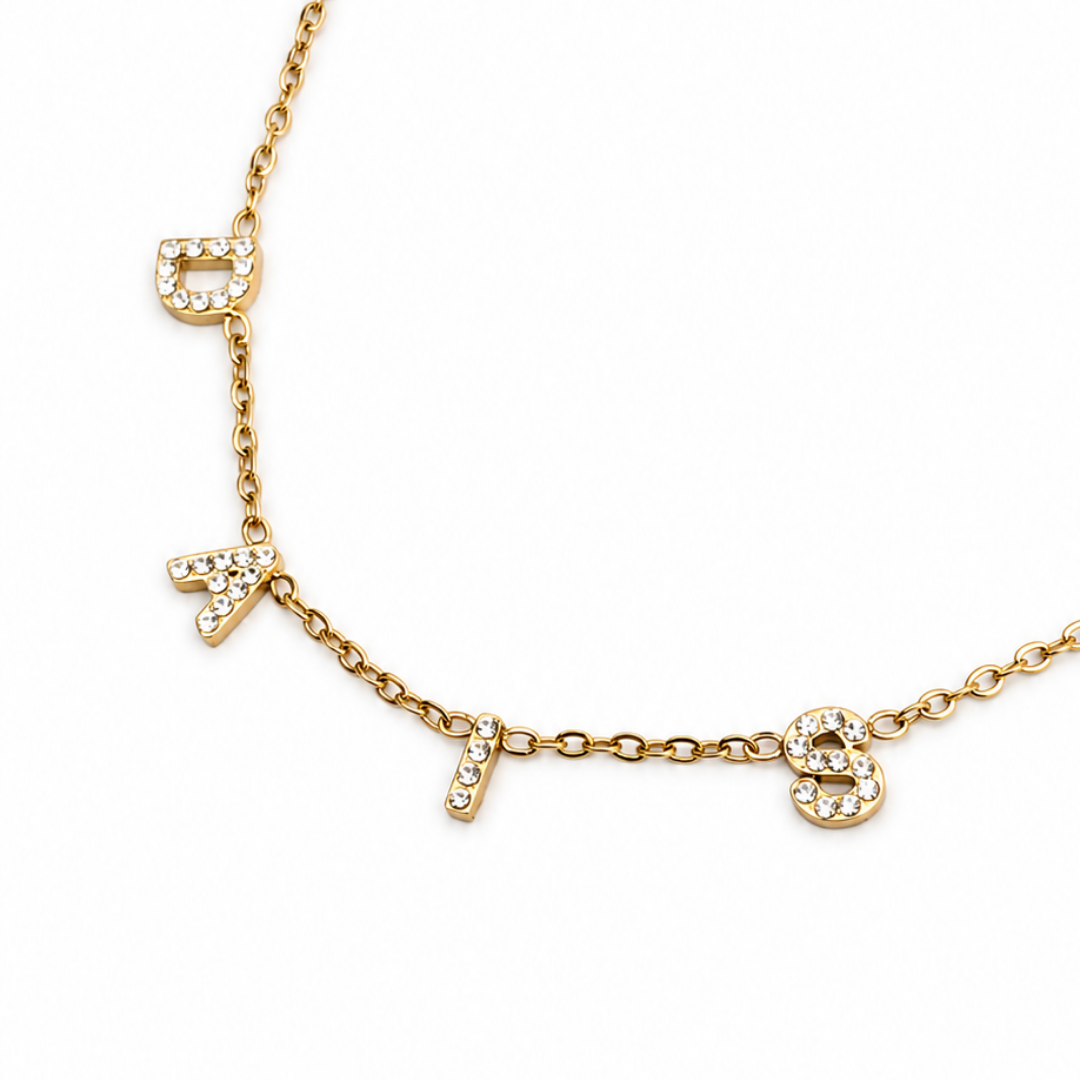 Dais | Gold Plated Suspended Personalised ICY Name Necklace