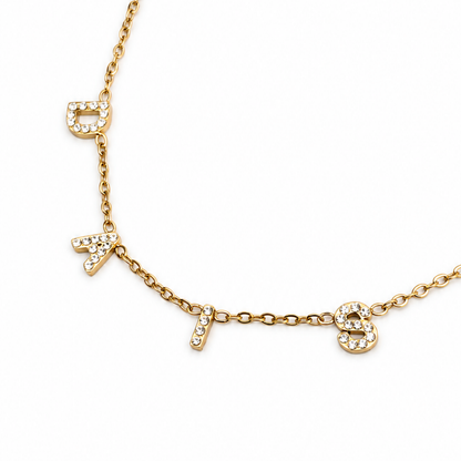 Dais | Gold Plated Suspended Personalised ICY Name Necklace