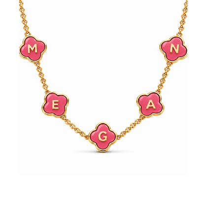Maya | Personalised Pink Clover Name Necklace