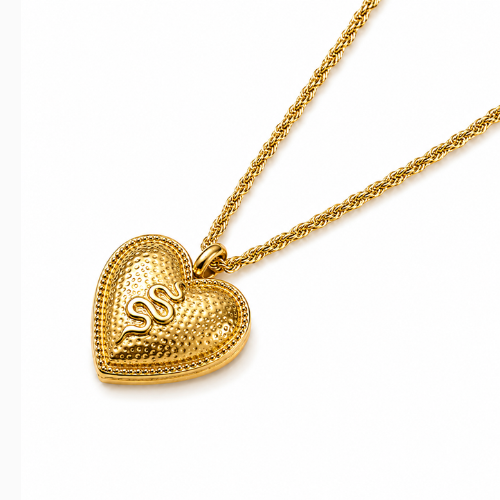 Corine | Gold Plated Chunky Heart Snake Chain Necklace