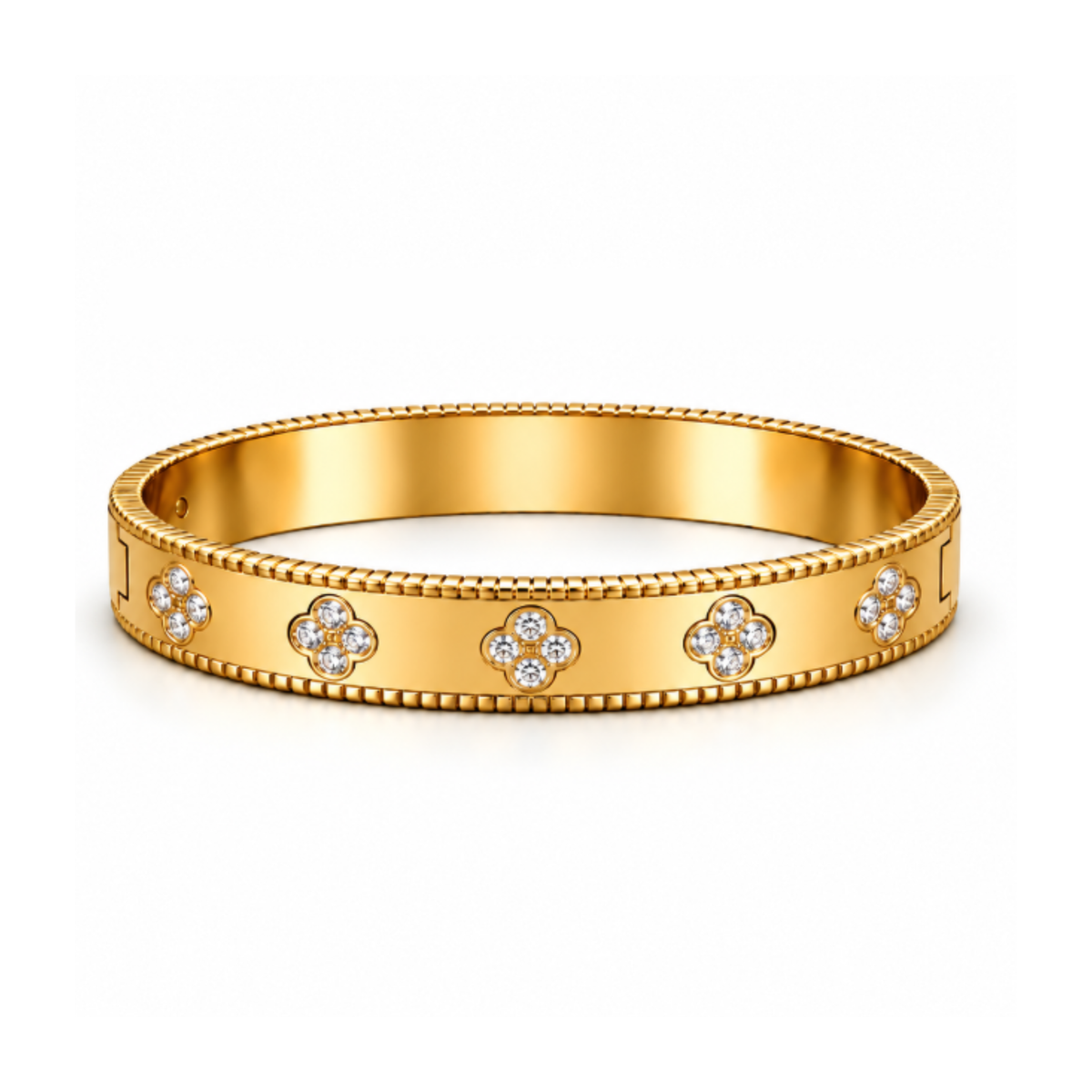 Christine | Gold Plated Pavé Clover Bangle