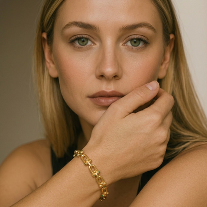 Amarante | Gold Plated U-Link Cuff Bangle Bracelet