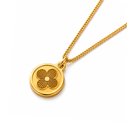 Elizabeth | Gold Plated Clover Coin Pendant Necklace