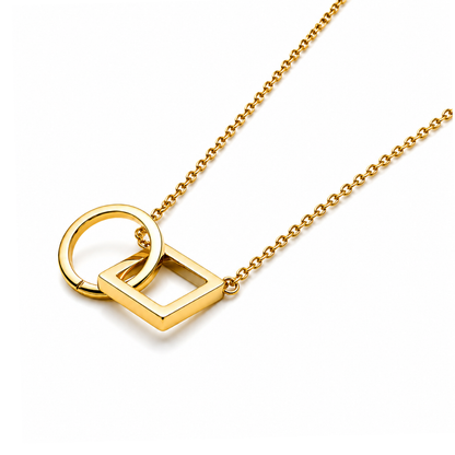 Zefira | Gold Plated Double Interlocking Circle & Square
