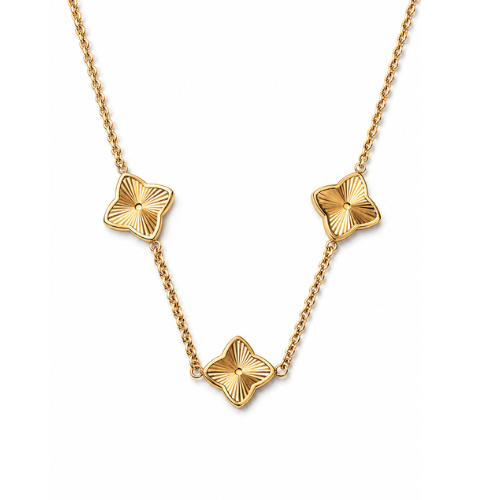 Clover Necklace - Multi-Clover Textured Gold-Plated Necklace