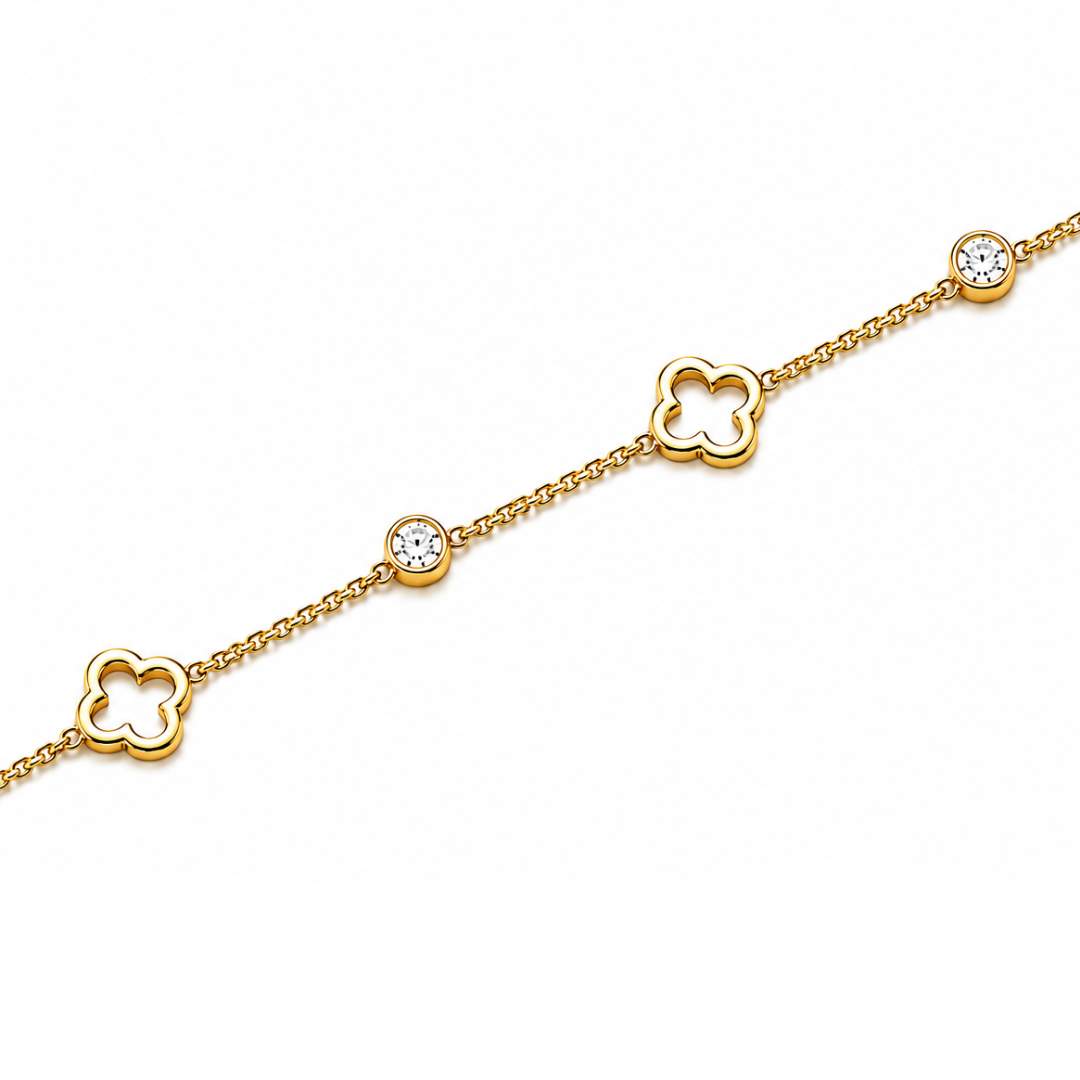 Rita | Gold Plated Multi Clover Chain Bracelet