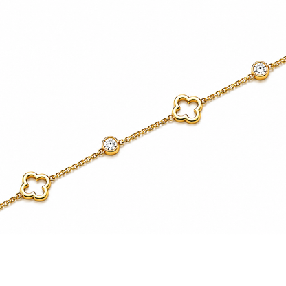 Rita | Gold Plated Multi Clover Chain Bracelet