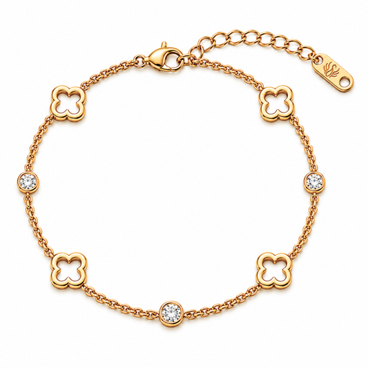Rita | Gold Plated Multi Clover Chain Bracelet