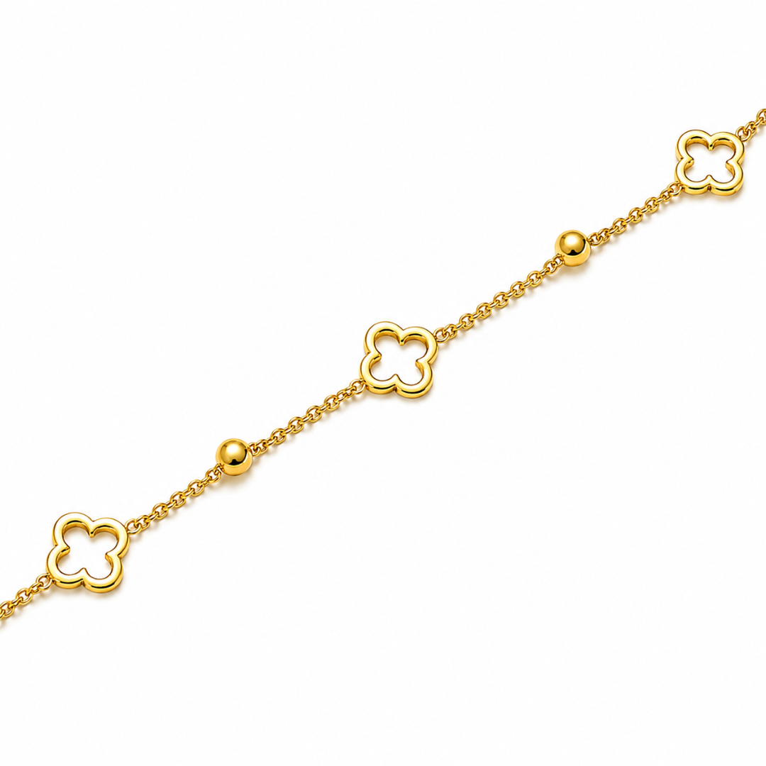 Soraya | Gold Plated Multi Clover Chain Bracelet