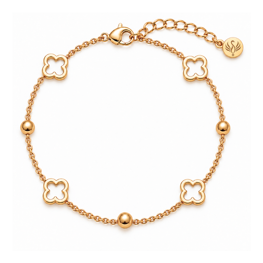 Soraya | Gold Plated Multi Clover Chain Bracelet